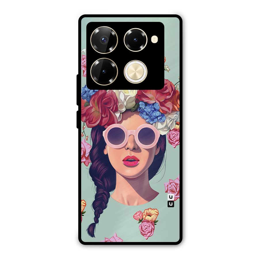 Pretty Girl Florals Illustration Art Metal Back Case for Infinix Note 40 Pro