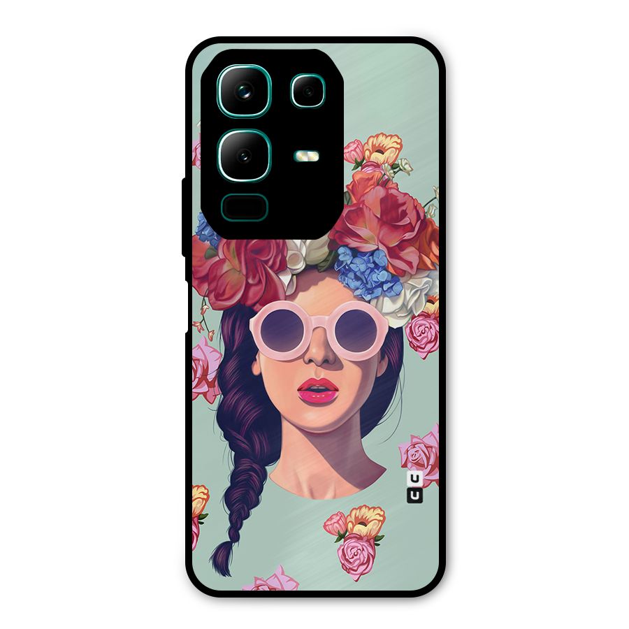 Pretty Girl Florals Illustration Art Metal Back Case for Infinix Note 50x