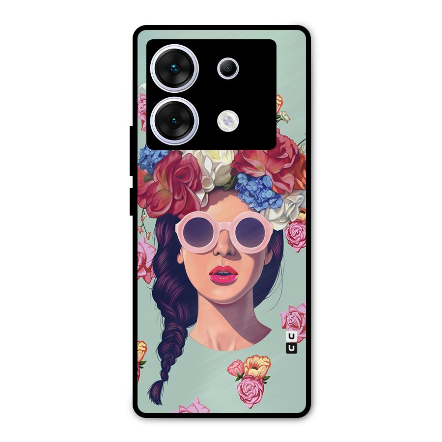 Pretty Girl Florals Illustration Art Metal Back Case for Infinix Zero 30 5G