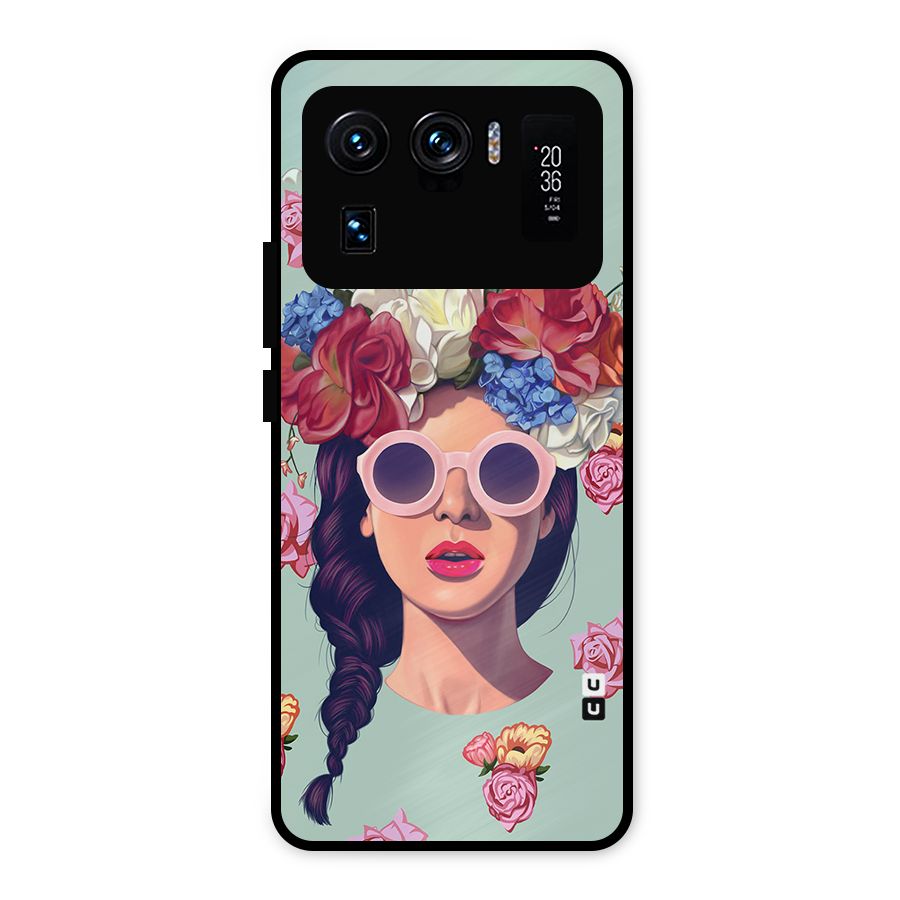 Pretty Girl Florals Illustration Art Metal Back Case for Mi 11 Ultra