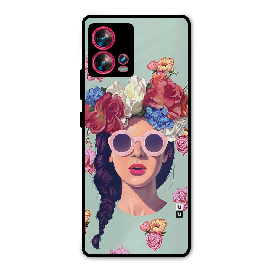 Pretty Girl Florals Illustration Art Metal Back Case for Motorola Edge 30 Fusion
