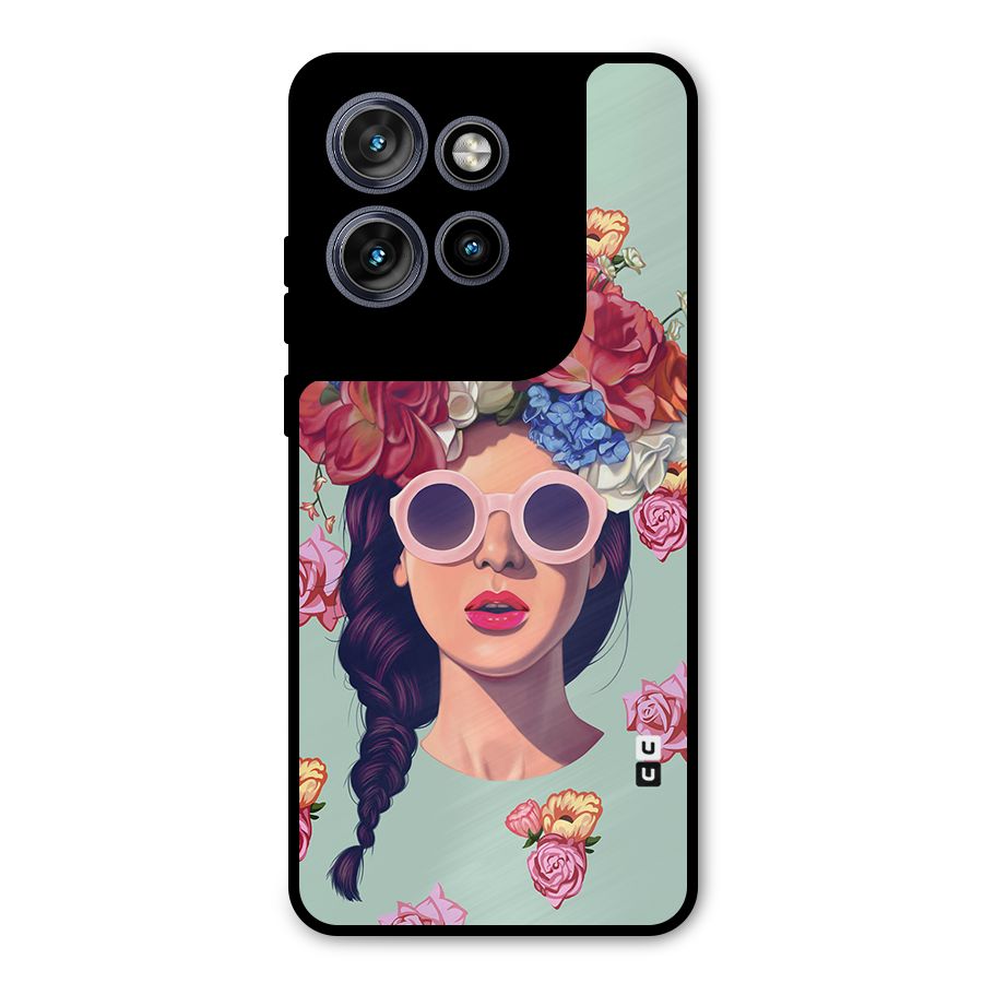 Pretty Girl Florals Illustration Art Metal Back Case for Motorola Edge 50 Neo