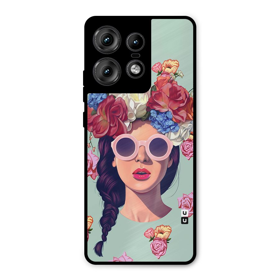 Pretty Girl Florals Illustration Art Metal Back Case for Motorola Edge 50 Pro