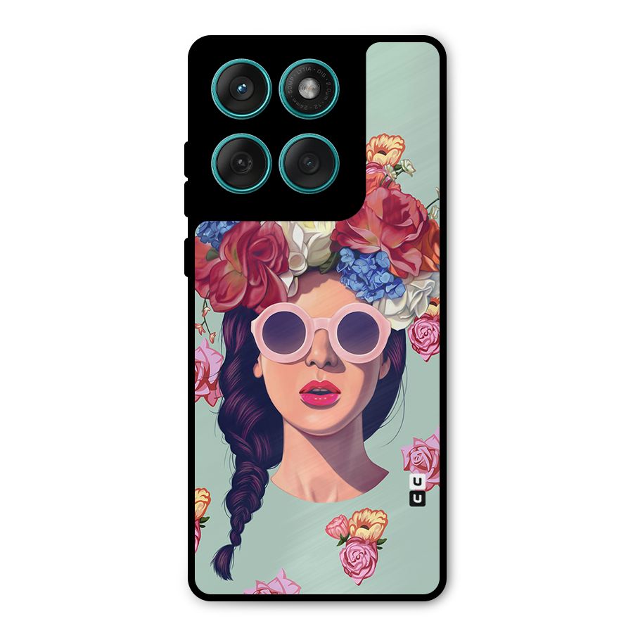Pretty Girl Florals Illustration Art Metal Back Case for Motorola Edge 60
