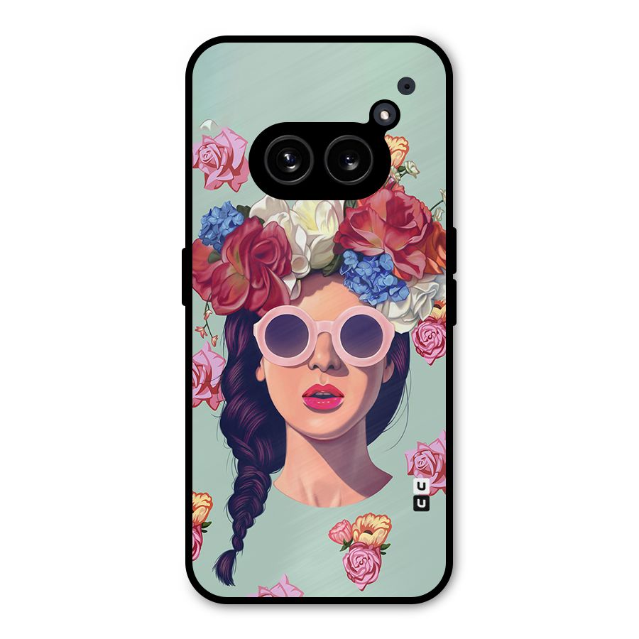 Pretty Girl Florals Illustration Art Metal Back Case for Nothing Phone 2a Plus