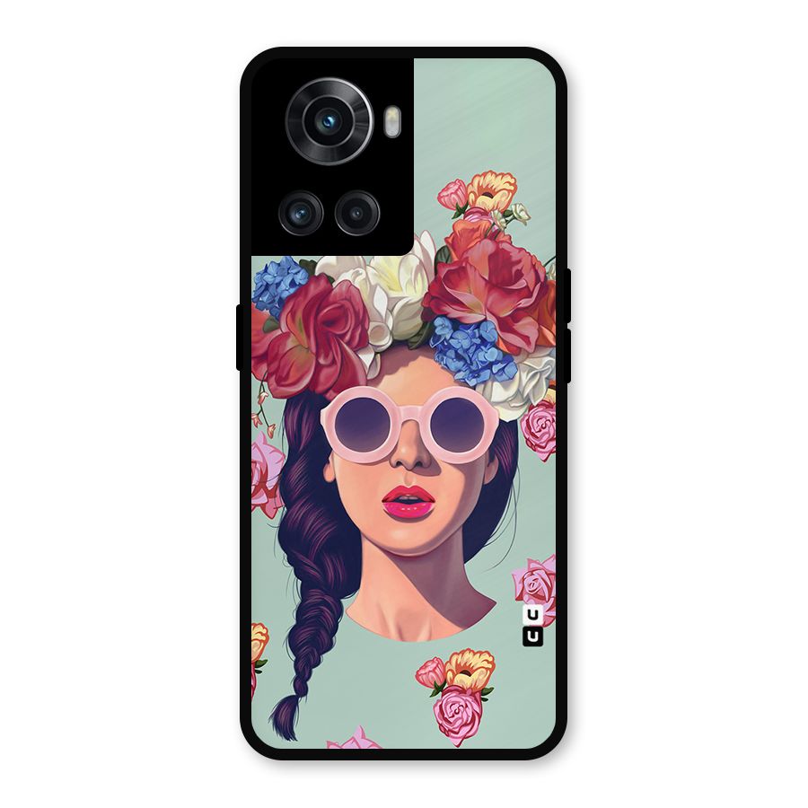 Pretty Girl Florals Illustration Art Metal Back Case for OnePlus 10R