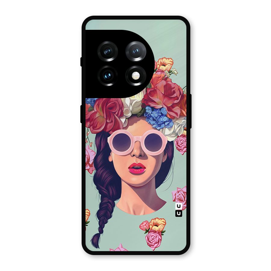Pretty Girl Florals Illustration Art Metal Back Case for OnePlus 11