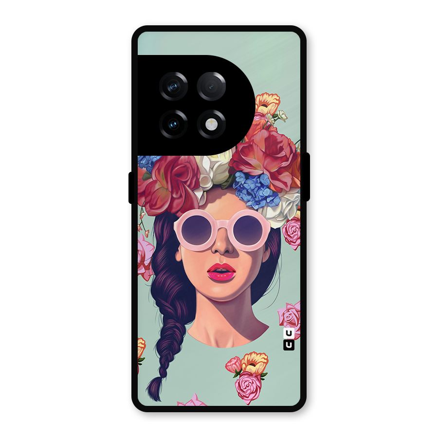 Pretty Girl Florals Illustration Art Metal Back Case for OnePlus 11R