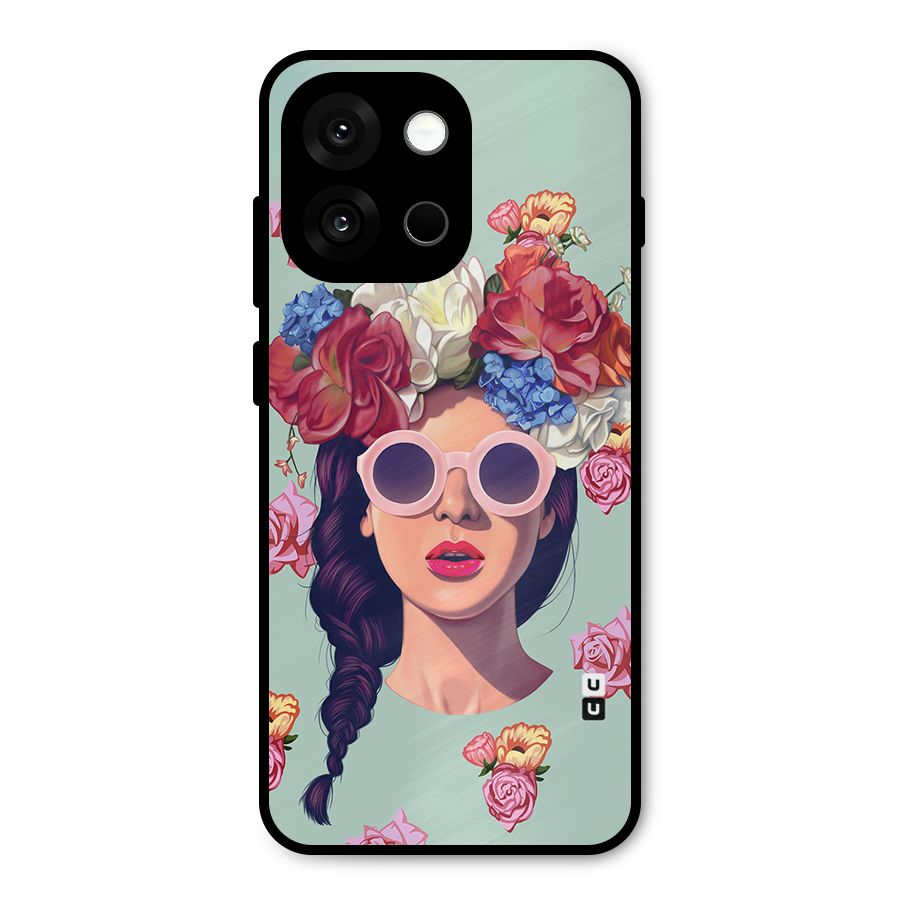 Pretty Girl Florals Illustration Art Metal Back Case for OnePlus 13s