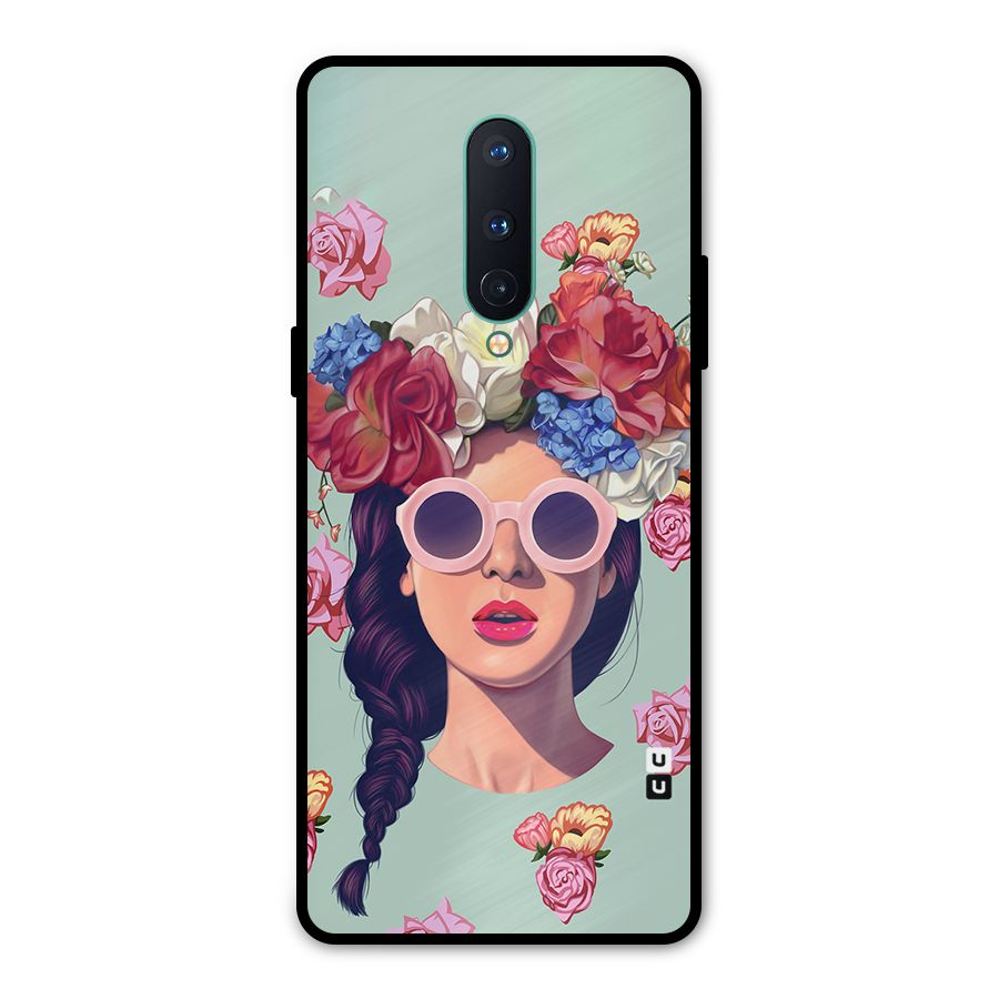 Pretty Girl Florals Illustration Art Metal Back Case for OnePlus 8