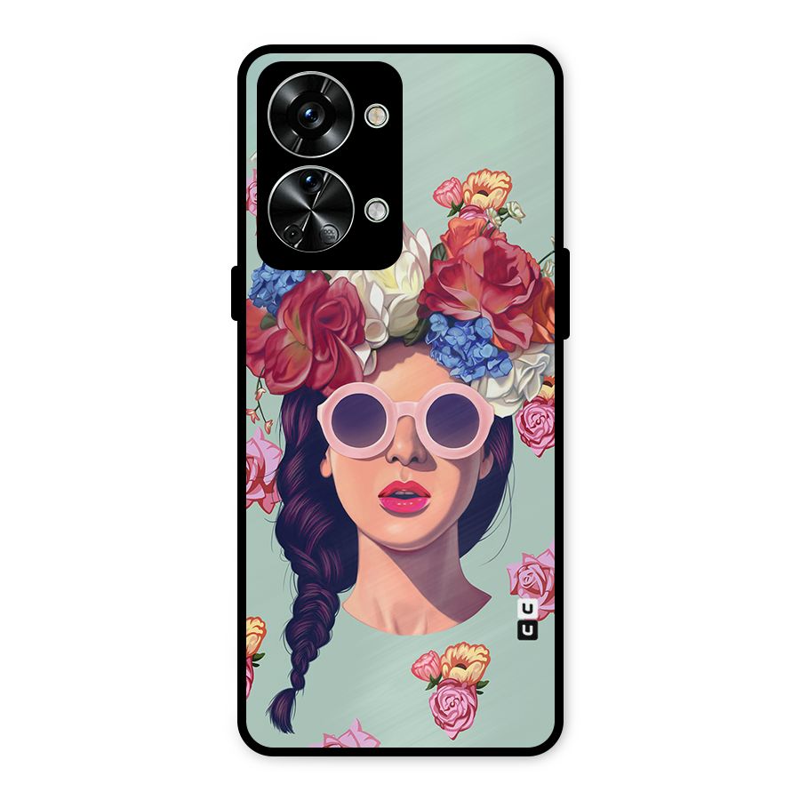 Pretty Girl Florals Illustration Art Metal Back Case for OnePlus Nord 2T