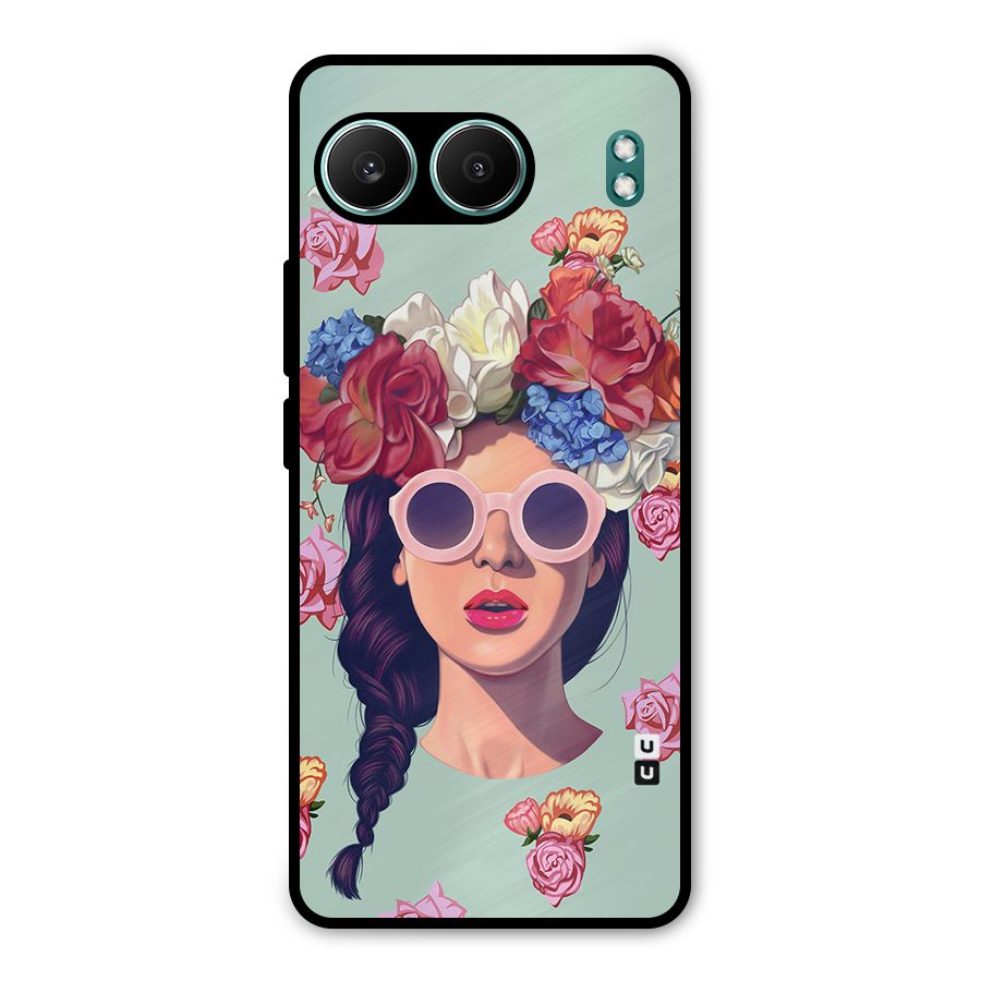 Pretty Girl Florals Illustration Art Metal Back Case for OnePlus Nord 4
