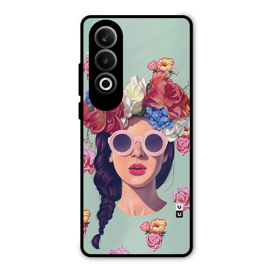 Pretty Girl Florals Illustration Art Metal Back Case for OnePlus Nord CE4