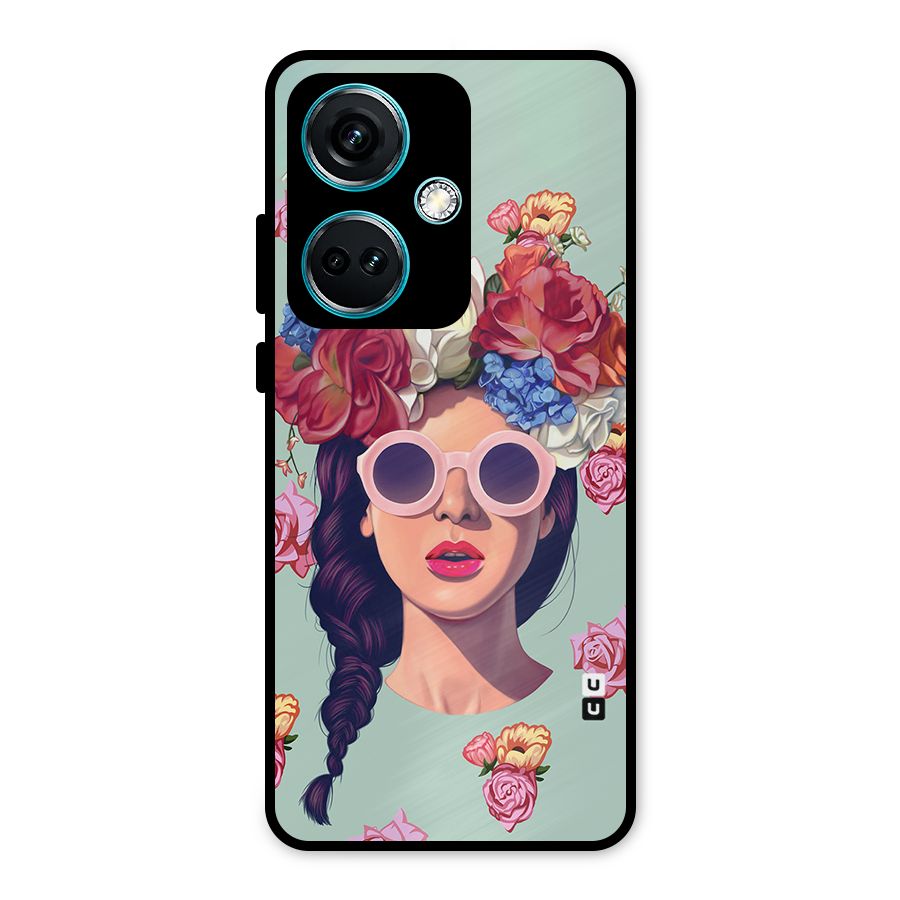 Pretty Girl Florals Illustration Art Metal Back Case for OnePlus Nord CE 3 5G