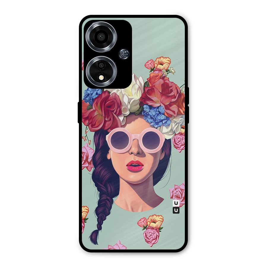 Pretty Girl Florals Illustration Art Metal Back Case for Oppo A59