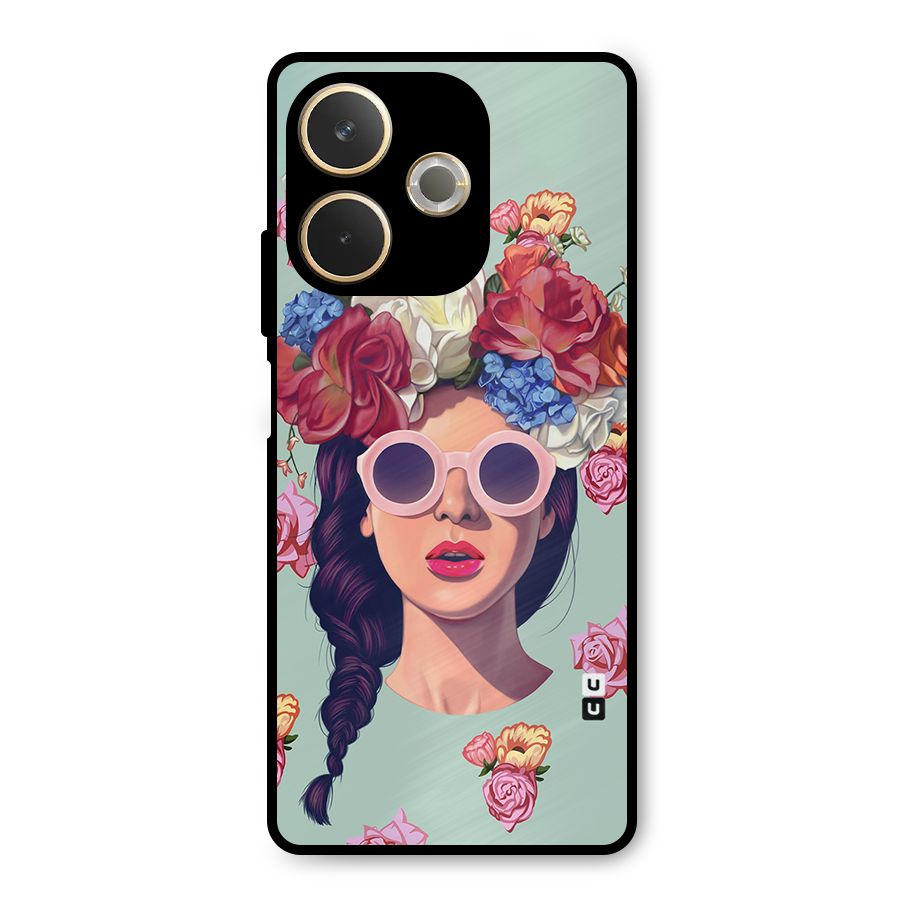 Pretty Girl Florals Illustration Art Metal Back Case for Oppo A5 Pro