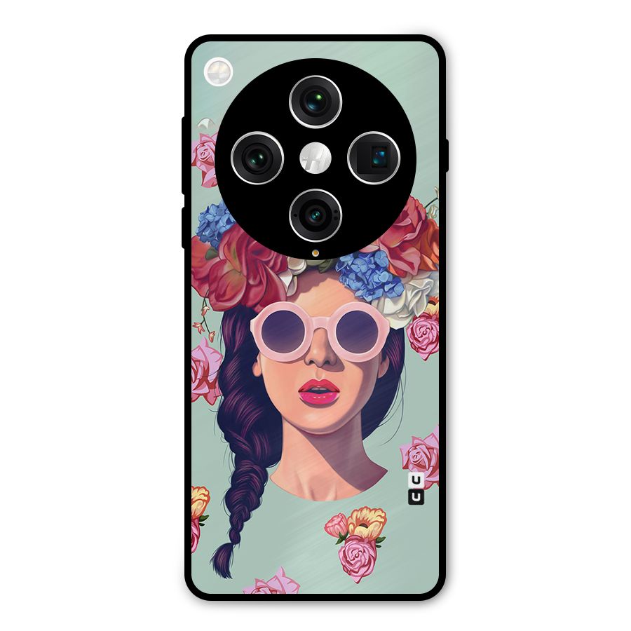 Pretty Girl Florals Illustration Art Metal Back Case for Oppo Find X8 Pro