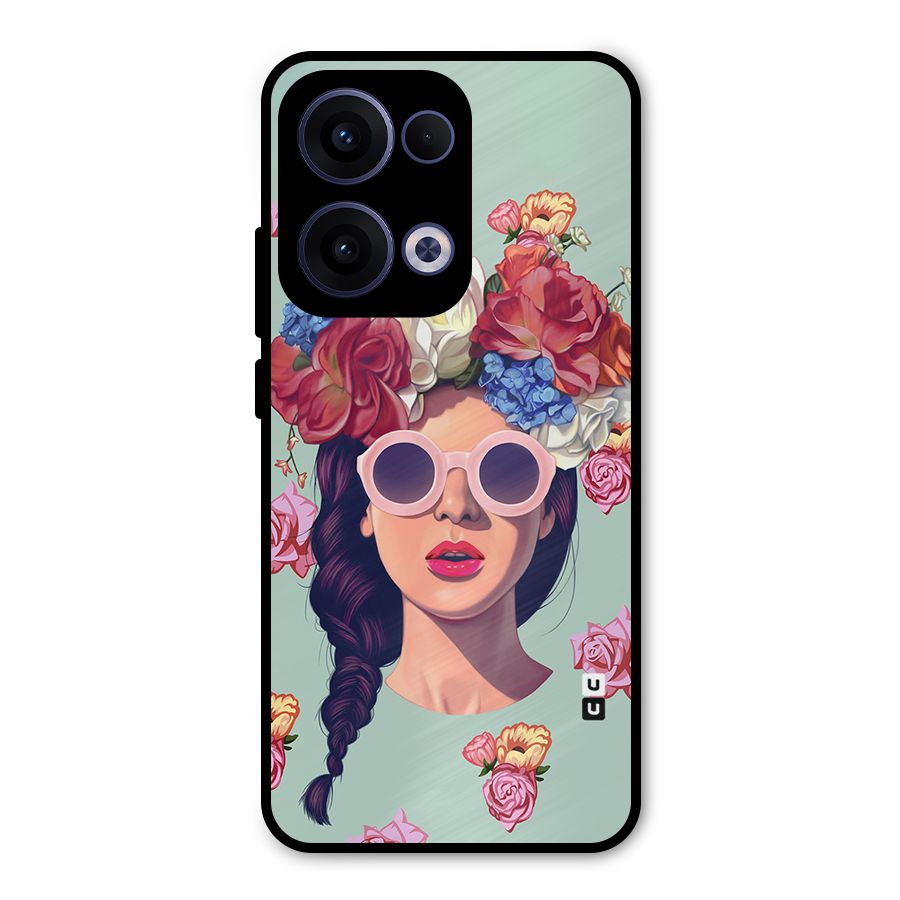 Pretty Girl Florals Illustration Art Metal Back Case for Oppo Reno13