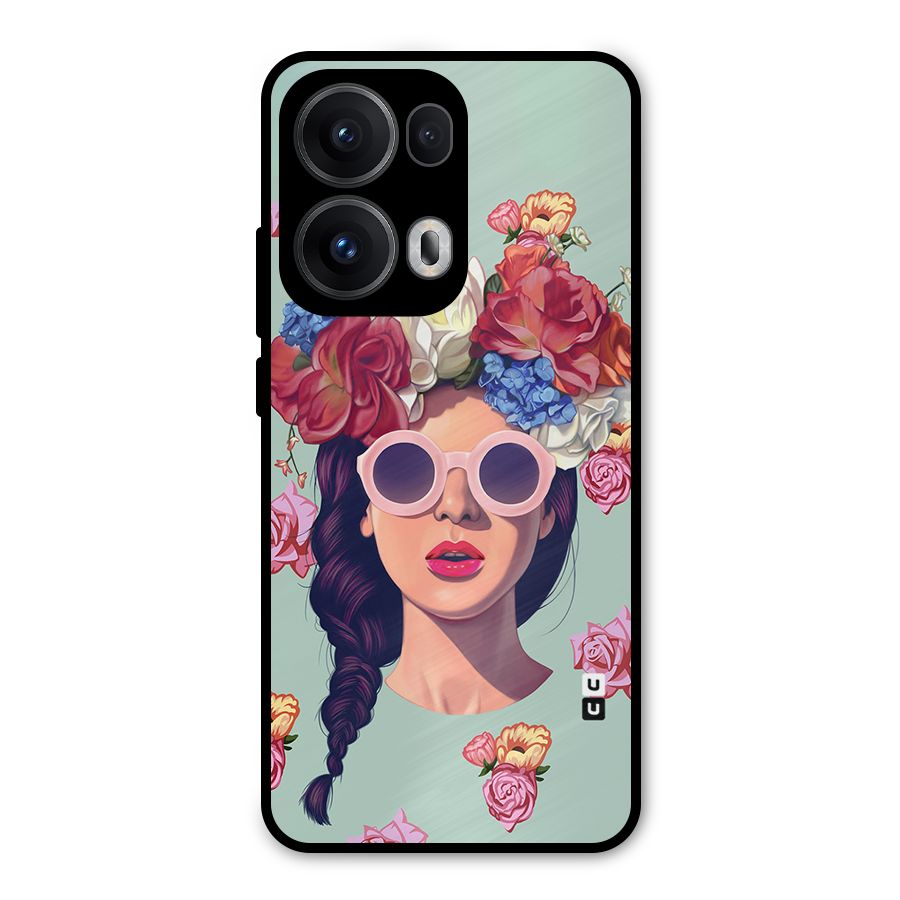 Pretty Girl Florals Illustration Art Metal Back Case for Oppo Reno13 Pro