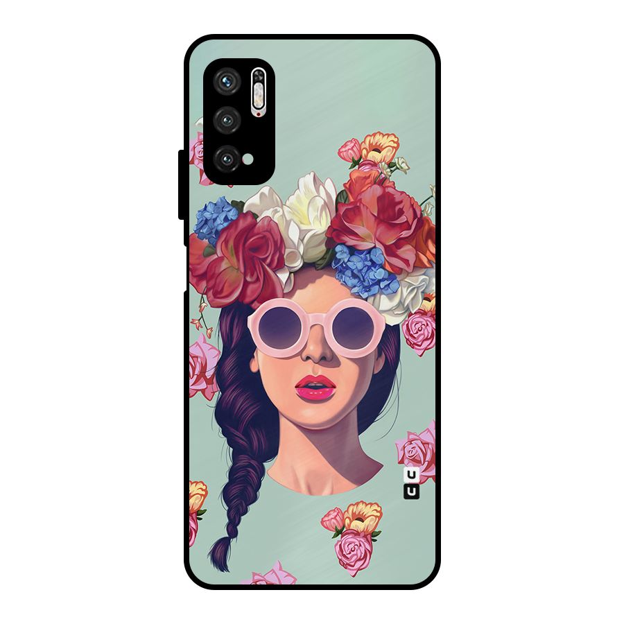 Pretty Girl Florals Illustration Art Metal Back Case for Poco M3 Pro 5G