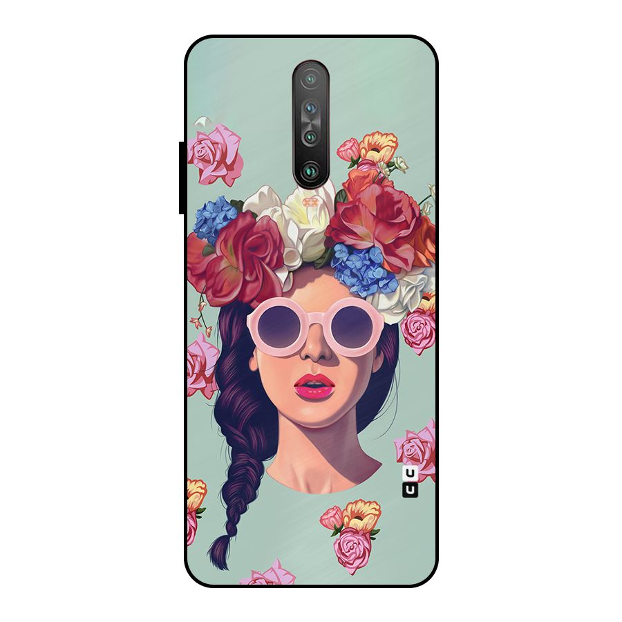 Pretty Girl Florals Illustration Art Metal Back Case for Poco X2