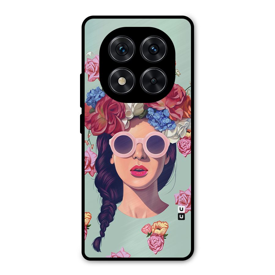 Pretty Girl Florals Illustration Art Metal Back Case for Poco X7