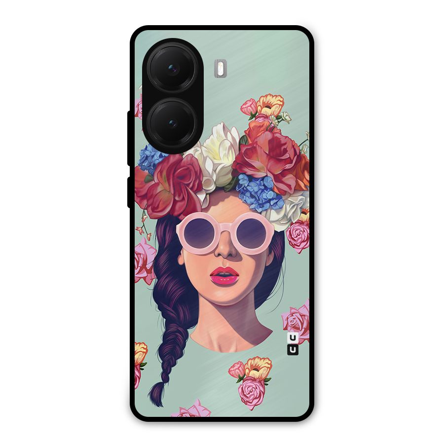 Pretty Girl Florals Illustration Art Metal Back Case for Poco X7 Pro