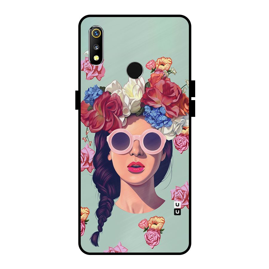 Pretty Girl Florals Illustration Art Metal Back Case for Realme 3