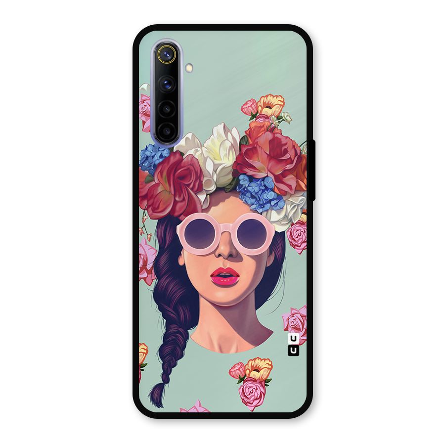 Pretty Girl Florals Illustration Art Metal Back Case for Realme 6
