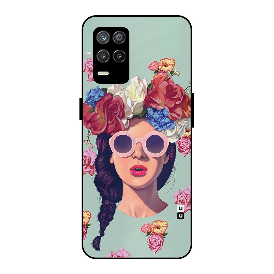 Pretty Girl Florals Illustration Art Metal Back Case for Realme 8 5G