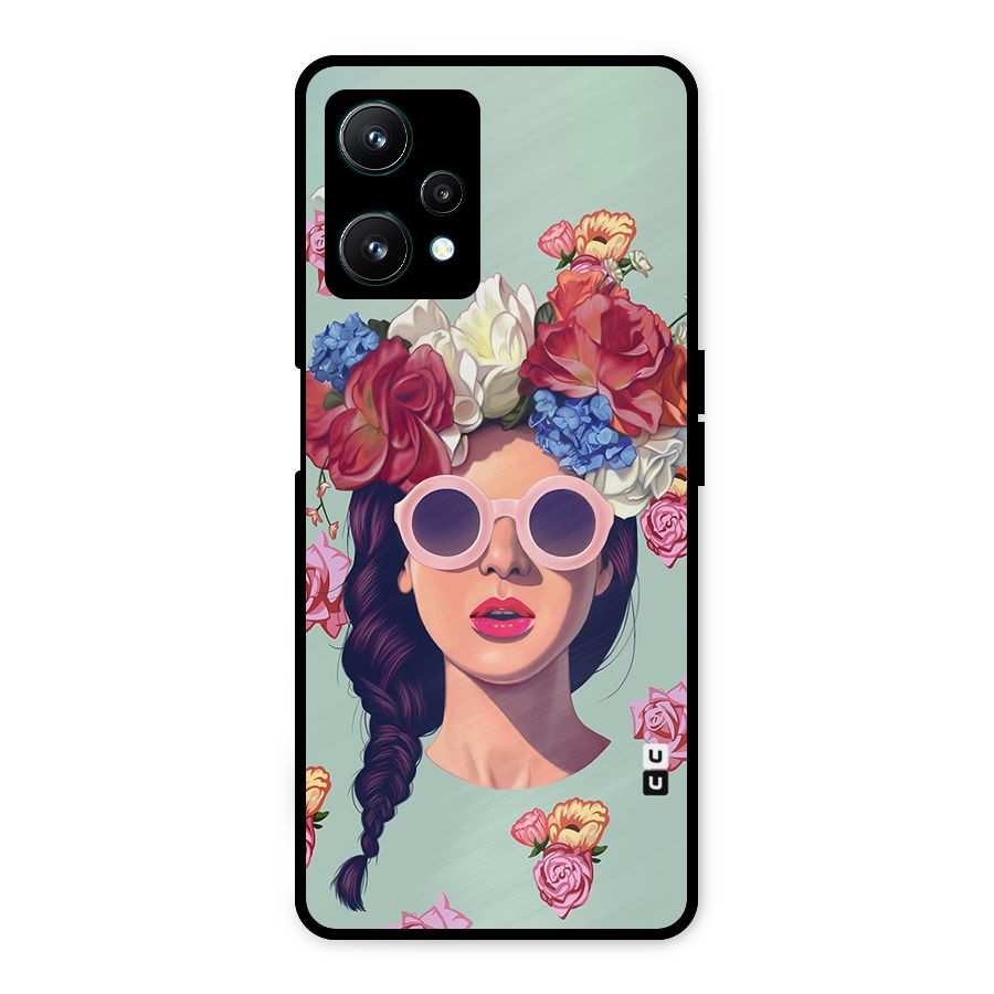Pretty Girl Florals Illustration Art Metal Back Case for Realme 9 Pro 5G