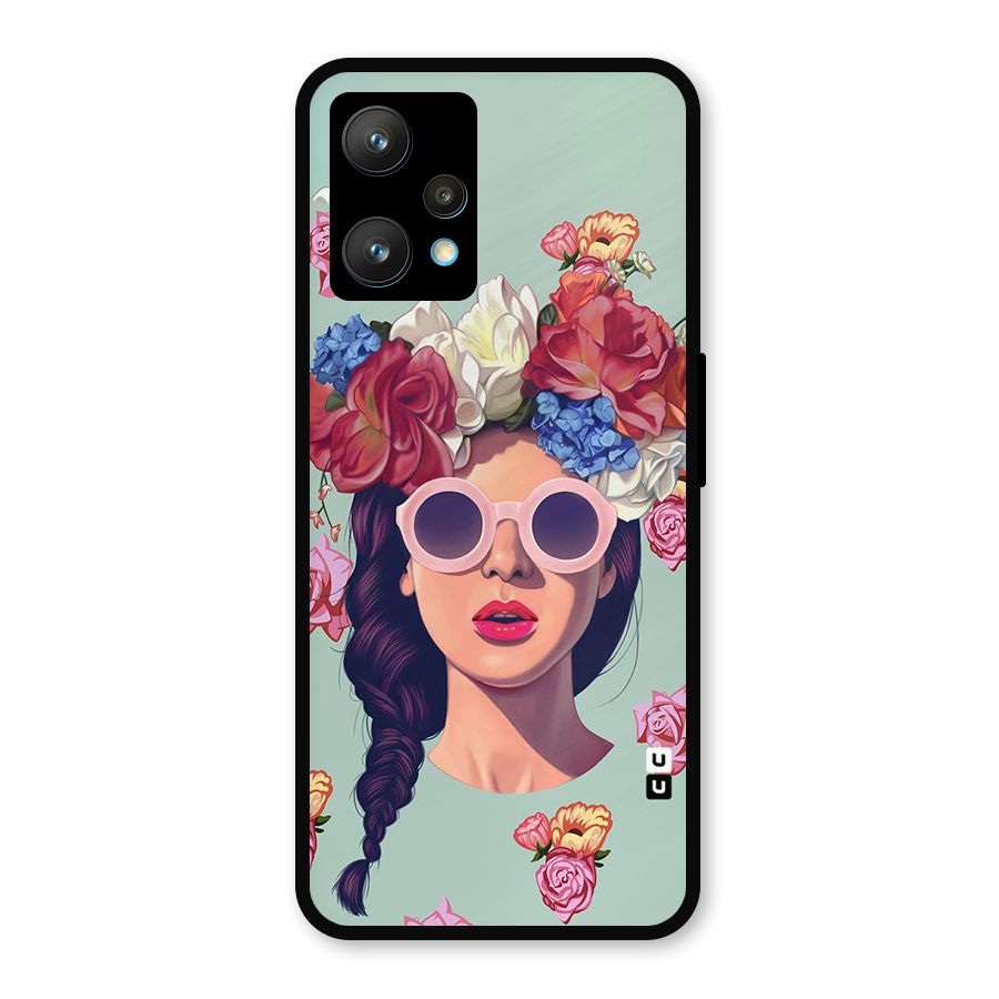 Pretty Girl Florals Illustration Art Metal Back Case for Realme 9 Pro Plus 5G