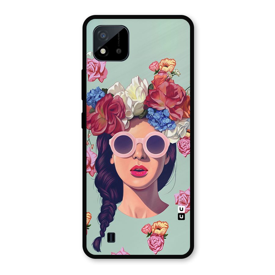 Pretty Girl Florals Illustration Art Metal Back Case for Realme C11 2021