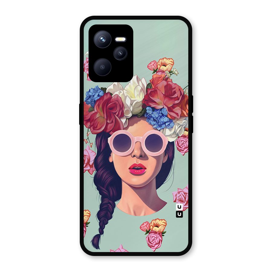 Pretty Girl Florals Illustration Art Metal Back Case for Realme C35