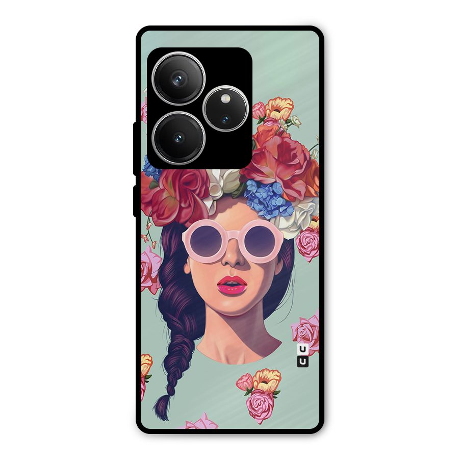 Pretty Girl Florals Illustration Art Metal Back Case for Realme GT 6