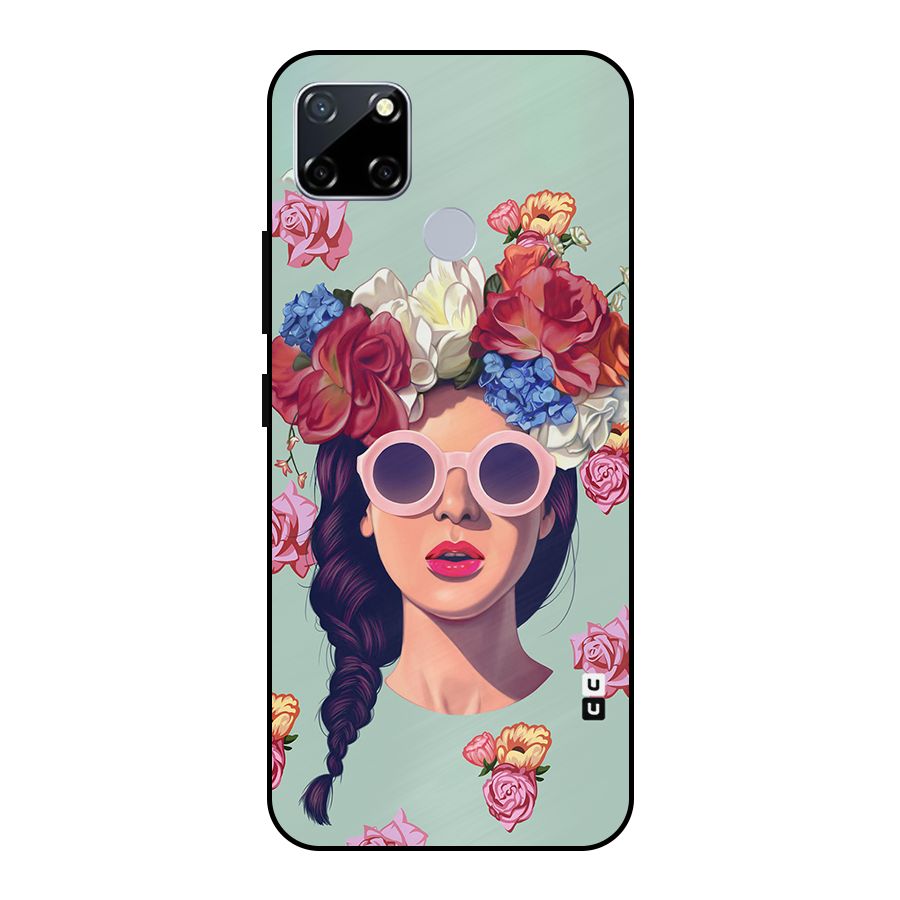 Pretty Girl Florals Illustration Art Metal Back Case for Realme Narzo 20