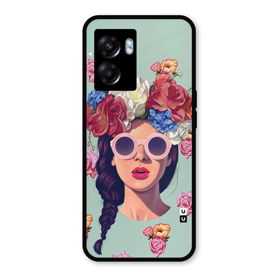 Pretty Girl Florals Illustration Art Metal Back Case for Realme Narzo 50 5G