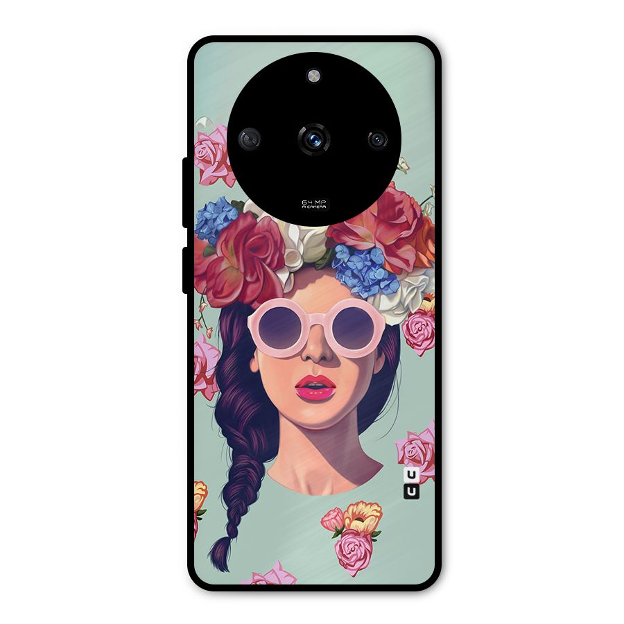 Pretty Girl Florals Illustration Art Metal Back Case for Realme Narzo 60 5G