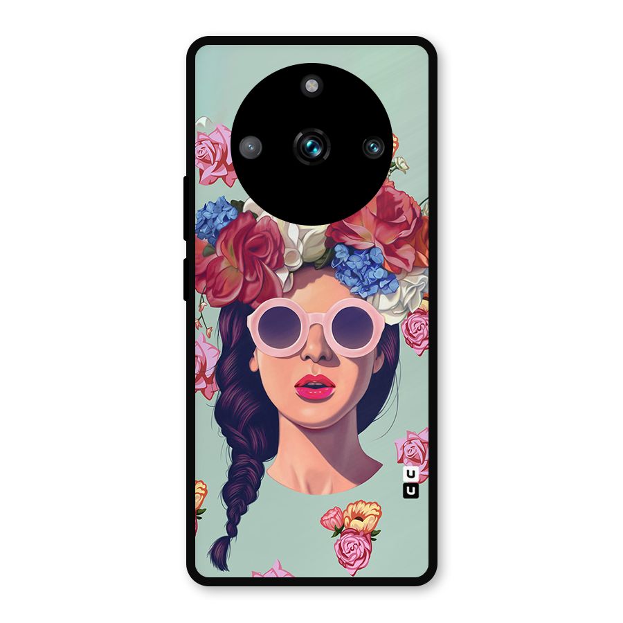 Pretty Girl Florals Illustration Art Metal Back Case for Realme Narzo 60 Pro