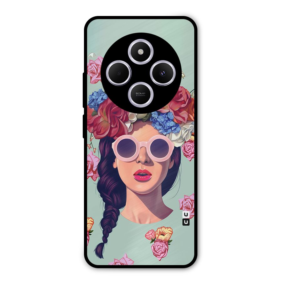 Pretty Girl Florals Illustration Art Metal Back Case for Redmi A4
