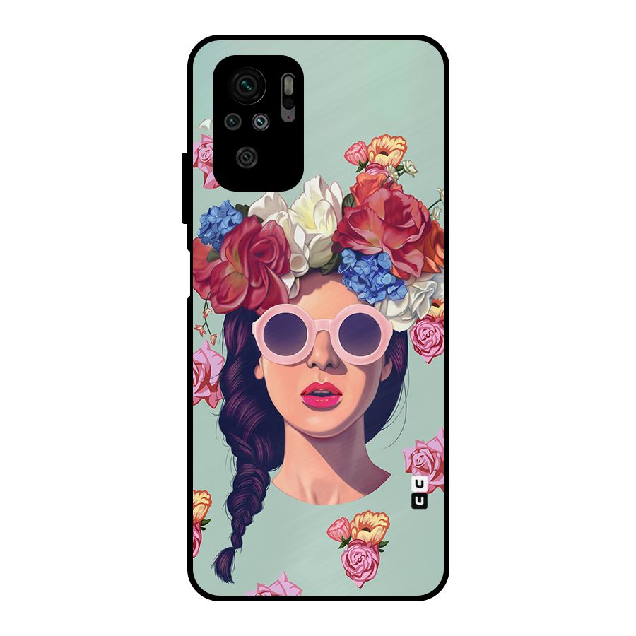 Pretty Girl Florals Illustration Art Metal Back Case for Redmi Note 10S