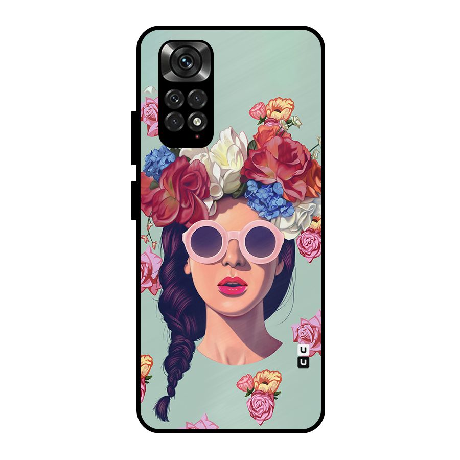 Pretty Girl Florals Illustration Art Metal Back Case for Redmi Note 11 Pro Plus 5G