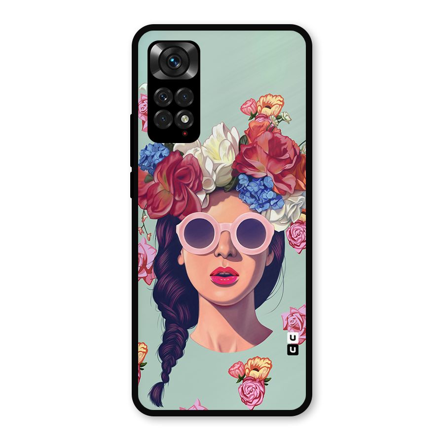 Pretty Girl Florals Illustration Art Metal Back Case for Redmi Note 11s
