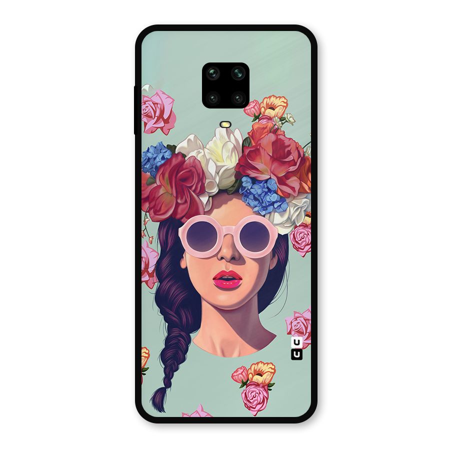 Pretty Girl Florals Illustration Art Metal Back Case for Redmi Note 9 Pro Max