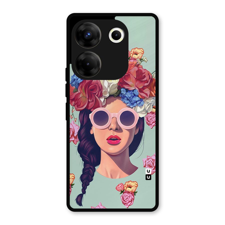 Pretty Girl Florals Illustration Art Metal Back Case for Tecno Camon 20 Pro