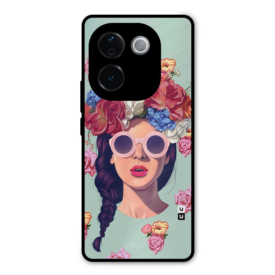 Pretty Girl Florals Illustration Art Metal Back Case for Vivo T3 Pro