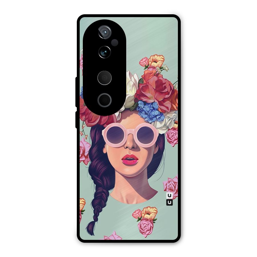 Pretty Girl Florals Illustration Art Metal Back Case for Vivo T3 Ultra