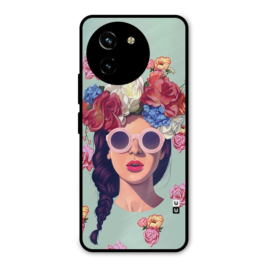 Pretty Girl Florals Illustration Art Metal Back Case for Vivo T3x