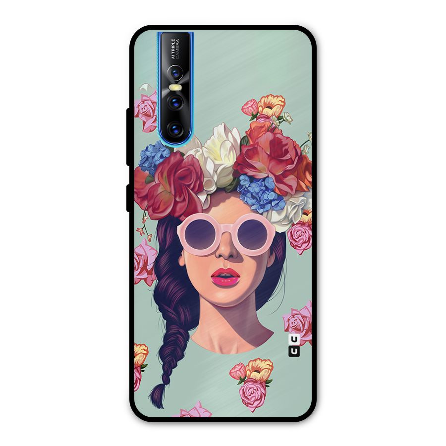 Pretty Girl Florals Illustration Art Metal Back Case for Vivo V15 Pro