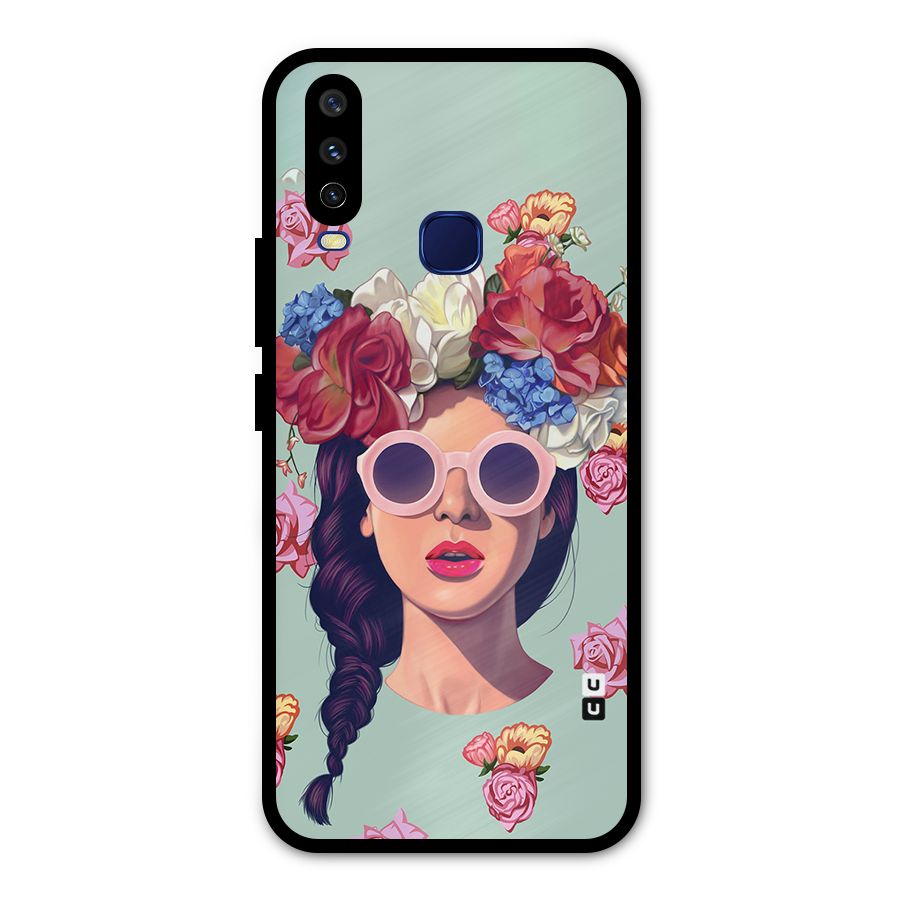 Pretty Girl Florals Illustration Art Metal Back Case for Vivo V17
